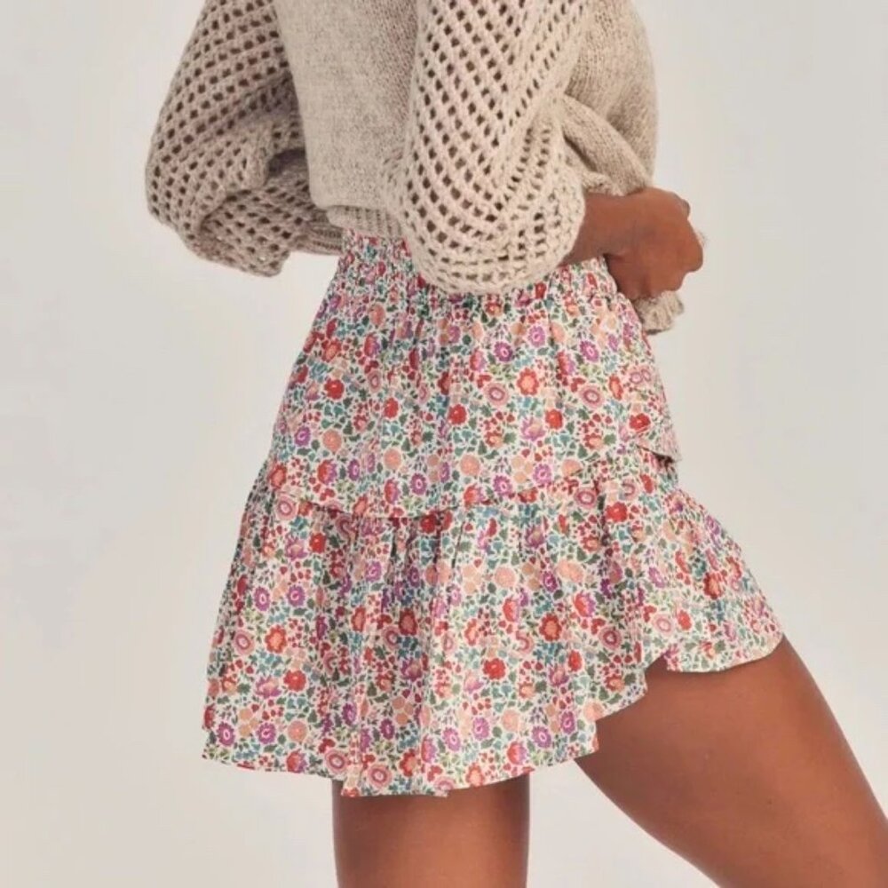 LOVESHACKFANCY X LIBERTY Floral Ruffle Mini Skirt NWT - Picture 4 of 10